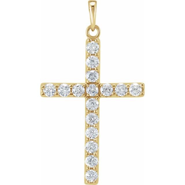 14K Yellow 1/4 CTW Natural Diamond Cross Pendant