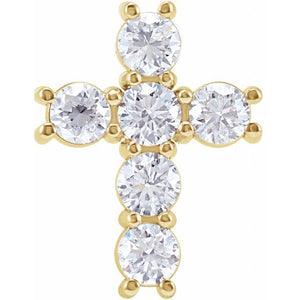 1 1/6 CTW Natural Diamond Cross Pendant Crafted in 14K Gold & Platinum