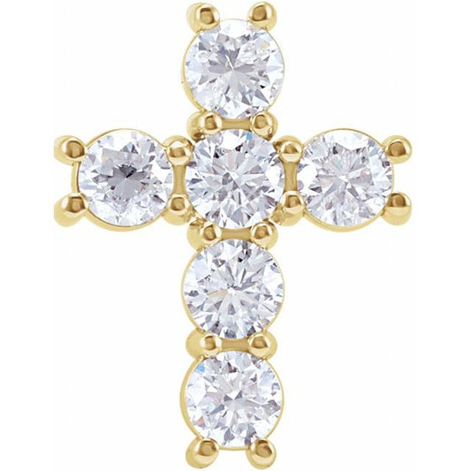 14K Yellow 1/3 CTW Natural Diamond Cross Pendant