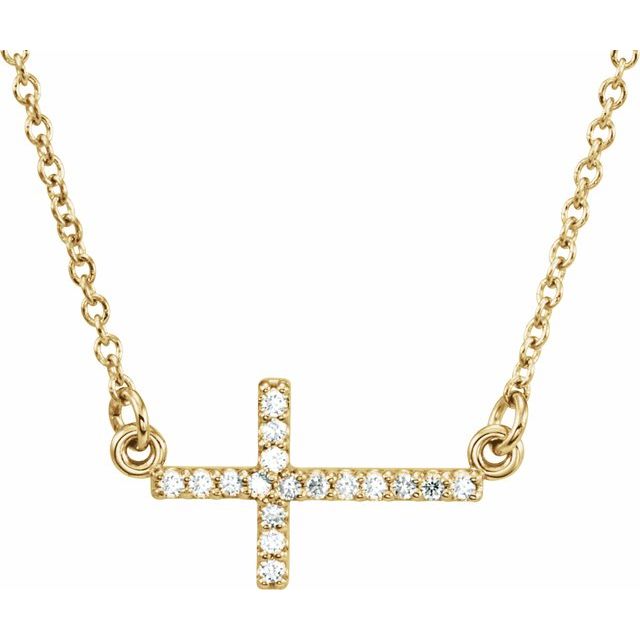 Platinum Diamond Sideways Cross Necklace - Options Available