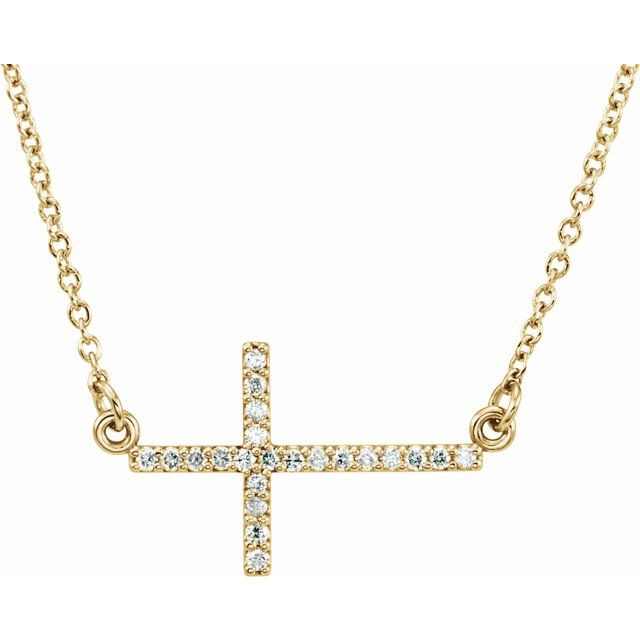 Platinum Diamond Sideways Cross Necklace - Options Available
