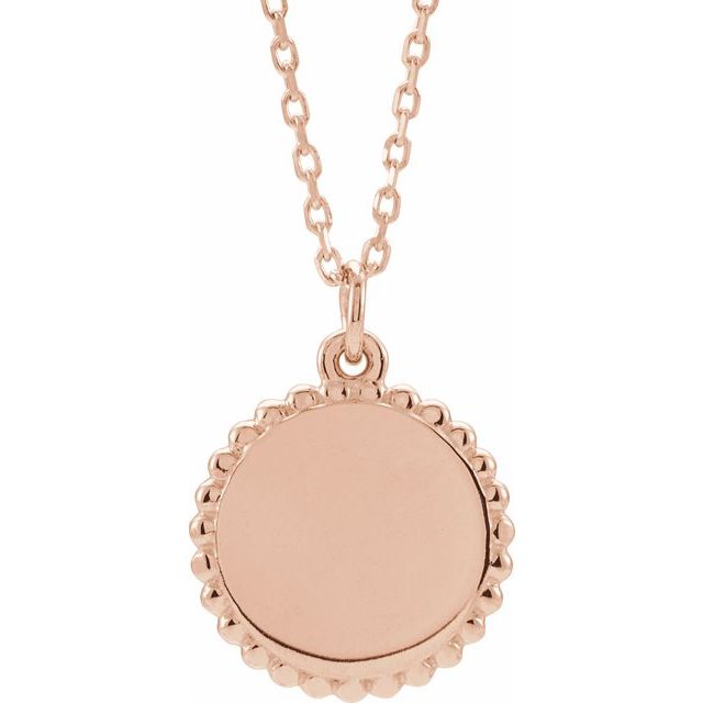 Engravable Round Beaded Necklace in 14K Gold, 18K Gold, Sterling Silver and Platinum