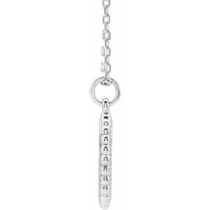 14K White Gold Engravable 15.3x11.7 mm Beaded Disc Necklace