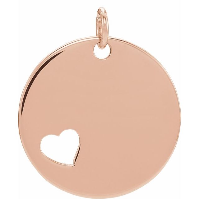 14K Gold Pierced Heart Engravable Disc Pendant