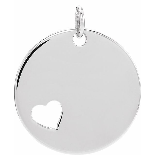 14K Gold Pierced Heart Engravable Disc Pendant