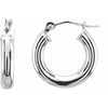 14K White Tube 15 mm Hoop Earrings