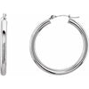 14K White Tube 15 mm Hoop Earrings