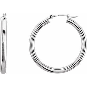 14K Gold Round Tube Hoop Earrings - Options Available