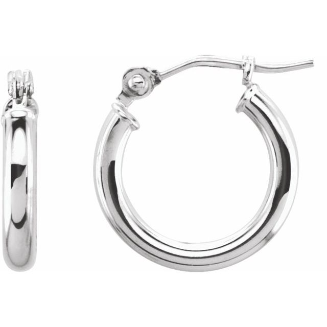 14K Gold Round Tube Hoop Earrings