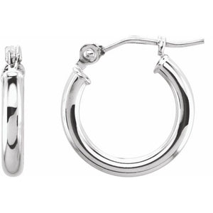 14K Gold Round Tube Hoop Earrings