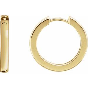 14K Yellow Gold 16 mm Polished Hinged Hoop Earrings