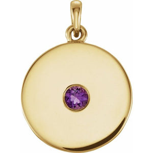 Natural Ruby Disc Pendant in 14K Gold, Silver & Platinum