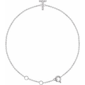 14K White Gold, 6-7 Inch Natural Diamond Initial A Bracelet