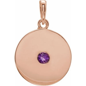 Natural Ruby Disc Pendant in 14K Gold, Silver & Platinum