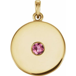 Natural Ruby Disc Pendant in 14K Gold, Silver & Platinum