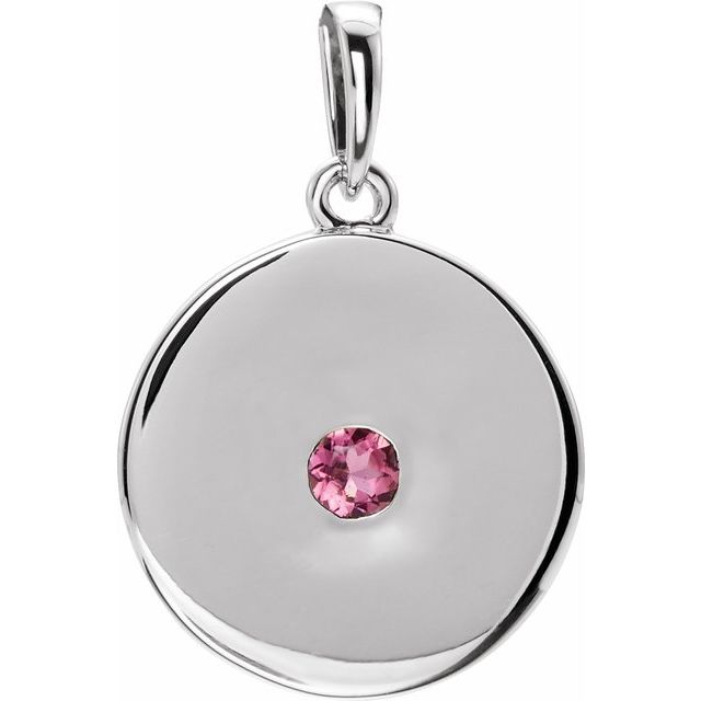 Natural Ruby Disc Pendant in 14K Gold, Silver & Platinum