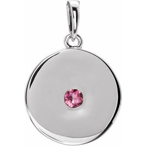 Natural Ruby Disc Pendant in 14K Gold, Silver & Platinum