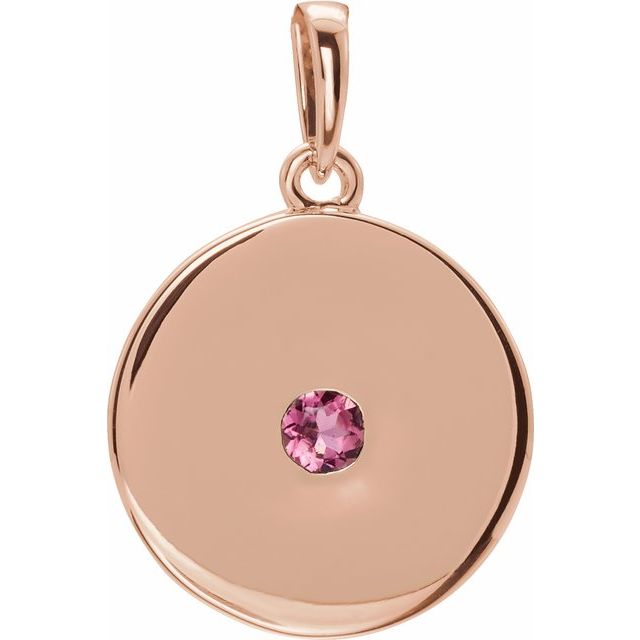Natural Ruby Disc Pendant in 14K Gold, Silver & Platinum