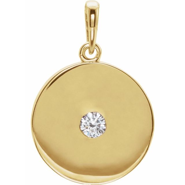 14K Gold Natural Ruby Disc Pendant