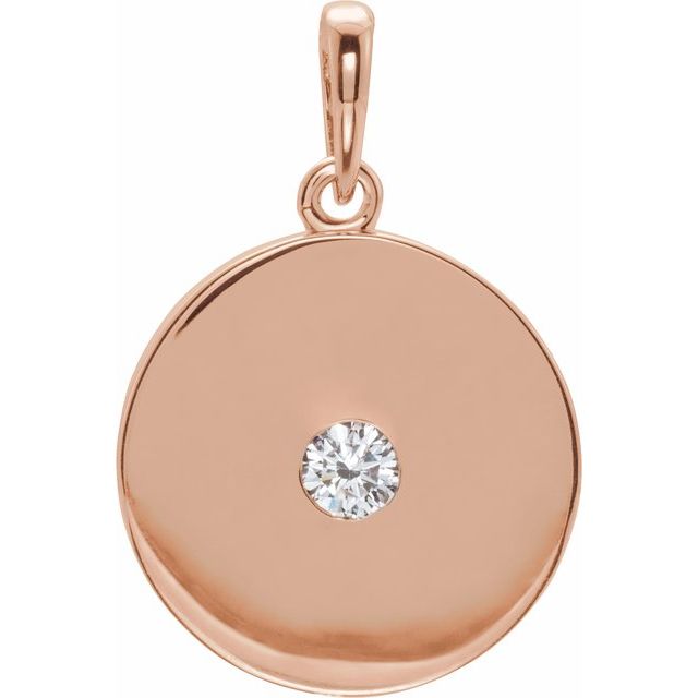 14K Gold Natural Ruby Disc Pendant