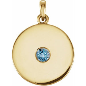 Natural Ruby Disc Pendant in 14K Gold, Silver & Platinum