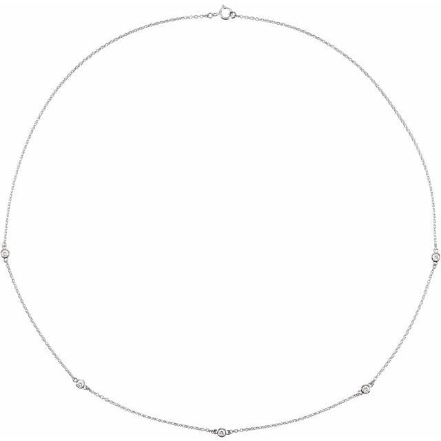 Sterling Silver 18" Necklace with 1/4 CTW Natural Diamonds – 5-Station Design