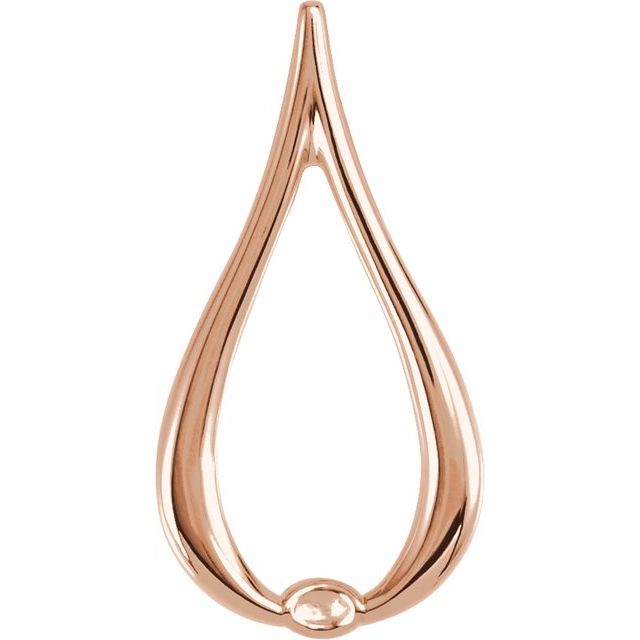 14K Rose Gold Unique Freeform Pendant - 22x12 mm