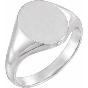 Signet Ring | 14K Gold, 18K Gold, Silver & Platinum | 10 X 8 Mm | Oval | Polished