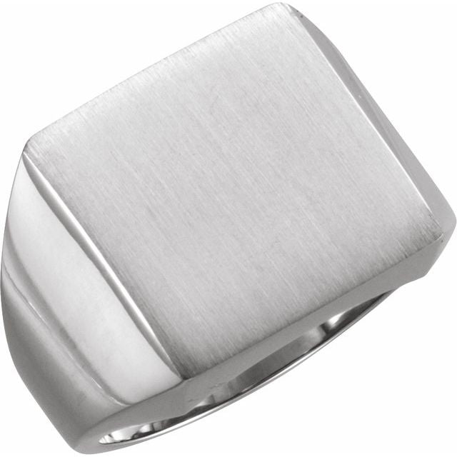 Sterling Silver Square Signet Ring with Polished Finish