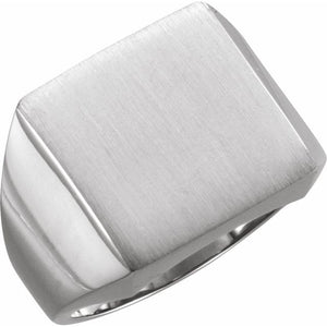 Sterling Silver Square Signet Ring with Polished Finish