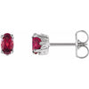 14K White Gold Oval Natural Mozambique Garnet Earrings - Elegant Design