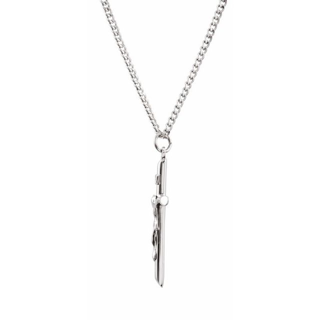 Sterling Silver 34x24 mm Crucifix Necklace - Elegant Faith Symbol