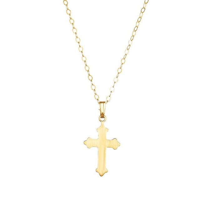 14K Yellow Gold 13x9 mm Youth Cross Necklace – Faith Symbol