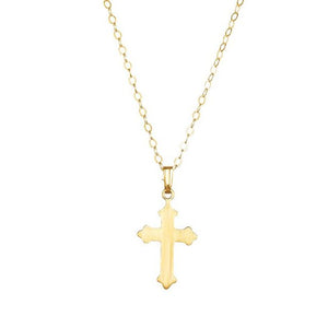 14K Yellow Gold 13x9 mm Youth Cross Necklace - Faith Symbol