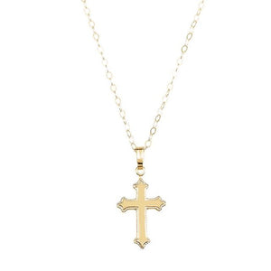 14K Yellow Gold 13x9 mm Youth Cross Necklace - Faith Symbol