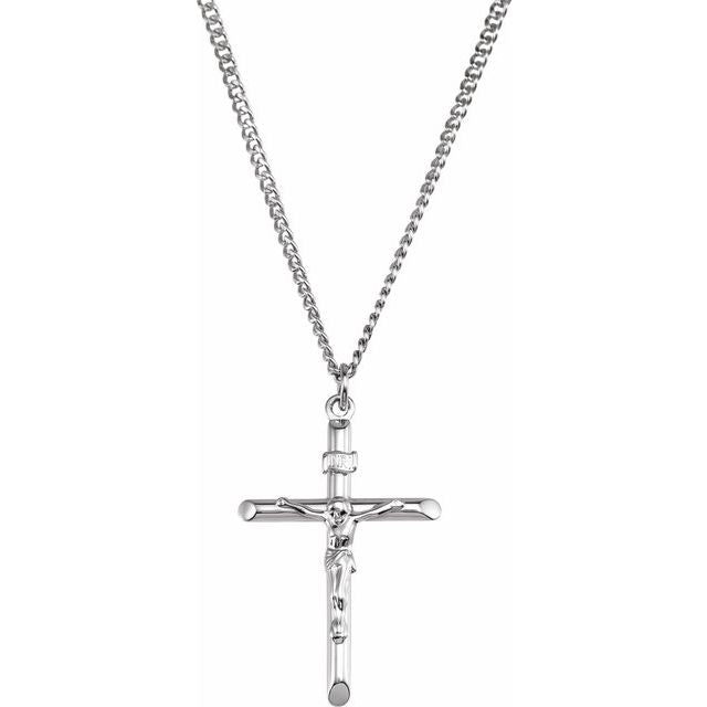 Elegant Sterling Silver 34x24 mm Crucifix Necklace - Faith Symbol