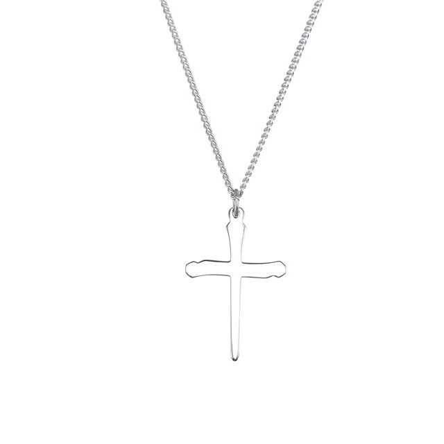 14K Yellow Gold-Plated Sterling Silver Nail Cross 24" Necklace