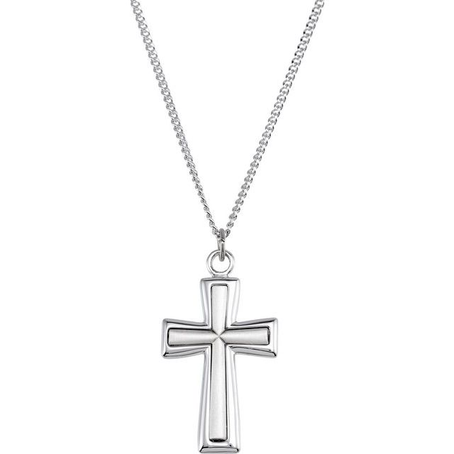 Sterling Silver Cross Pendant 39x21.7 mm 24" Necklace