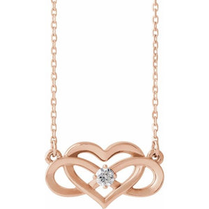 1/10 CTW Natural Diamond Infinity Heart Necklace in 14K Gold & Platinum