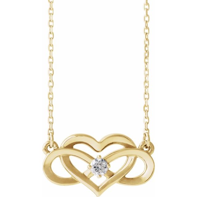 1/10 CTW Natural Diamond Infinity Heart Necklace in 14K Gold & Platinum