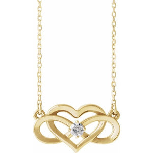 1/10 CTW Natural Diamond Infinity Heart Necklace in 14K Gold & Platinum