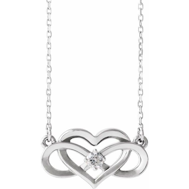 1/10 CTW Natural Diamond Round Infinity Heart Necklace in 14K Gold & Platinum