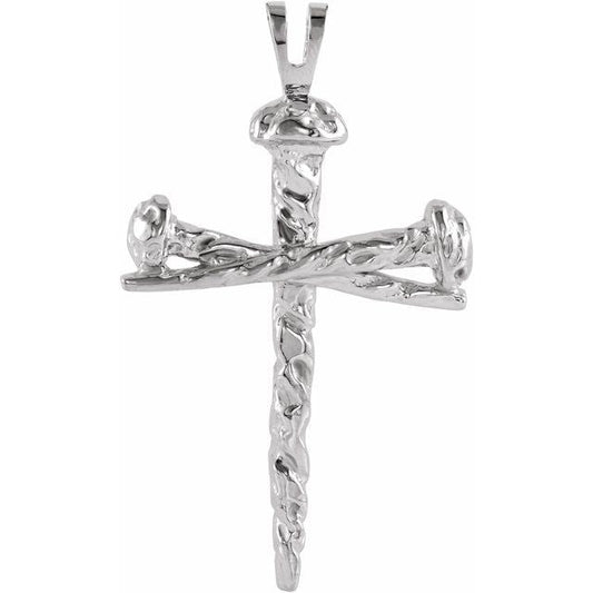 Sterling Silver Nail Design Cross Pendant - Modern Faith Accessory
