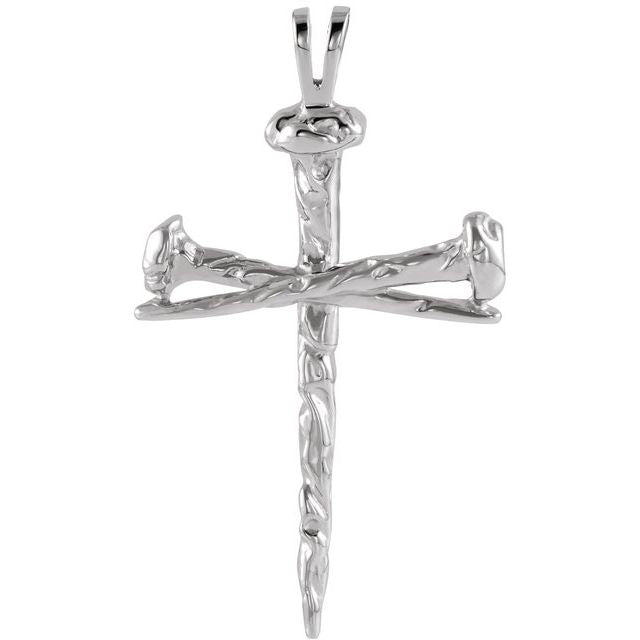 14K Yellow Gold Nail Design Cross Pendant - 26x18.25 mm