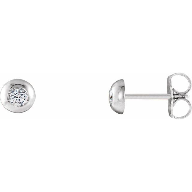 14K Gold Natural Diamond Domed Stud Earrings
