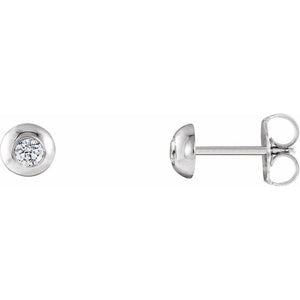 14K Gold Natural Diamond Domed Stud Earrings
