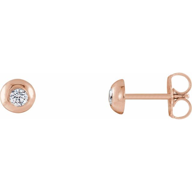 14K Gold Natural Diamond Domed Stud Earrings