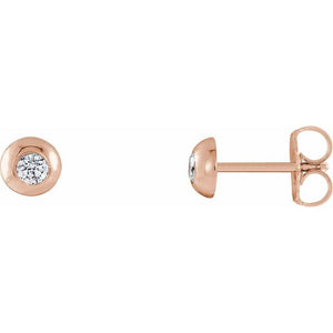 14K Gold Natural Diamond Domed Stud Earrings