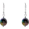 Sterling Silver Cultured Black Freshwater Pearl Earrings