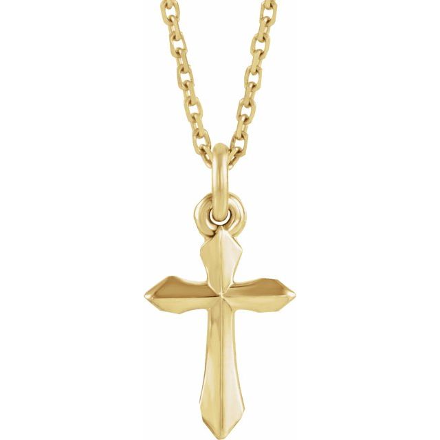 14K Yellow Gold 18x10 mm Diamond Cross Necklace - Elegant Design